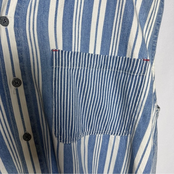 Arizona Jean Co. Men’s Vintage Sleeveless Hooded Button-Up Shirt Striped size L - Picture 4 of 10